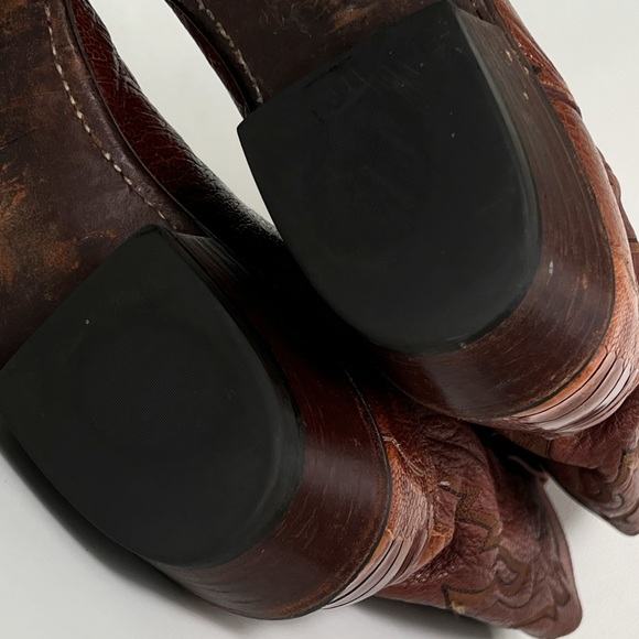 Lucchese 1883 Western Cowboy Boots Mens Brown Ostrich Leg Leather Size 9 Wide main image 12